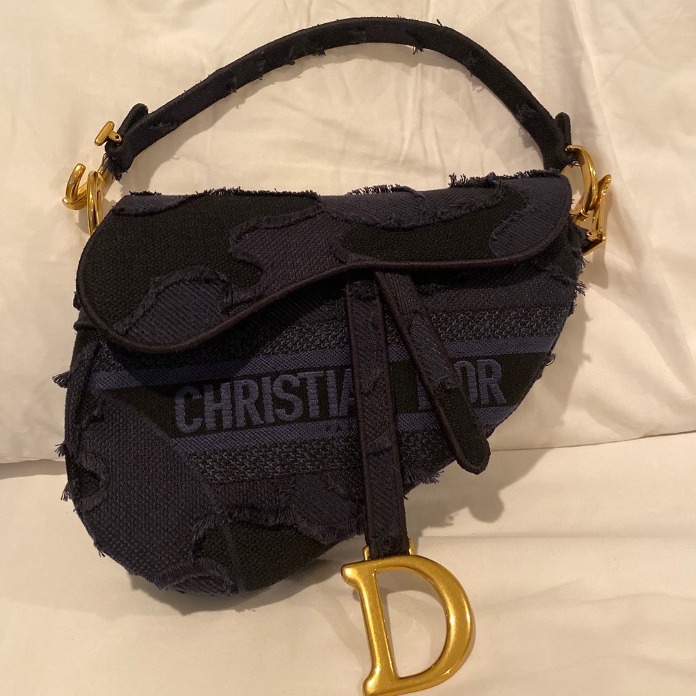 Blue camouflage saddle bag